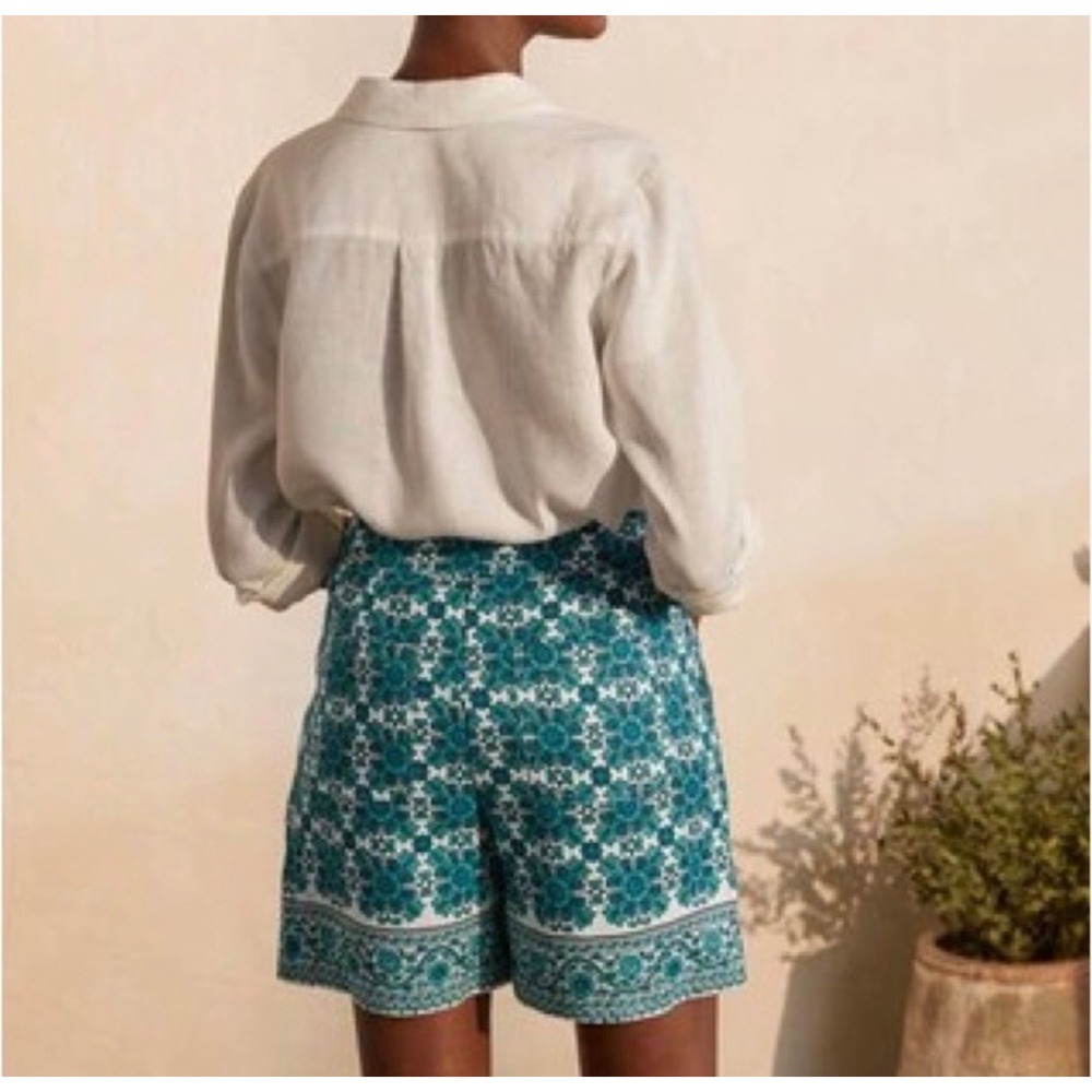 NWT Boden Georgina Linen Trouser Shorts Women's 8 Mom Style High Rise Coastal - Picture 2 of 8